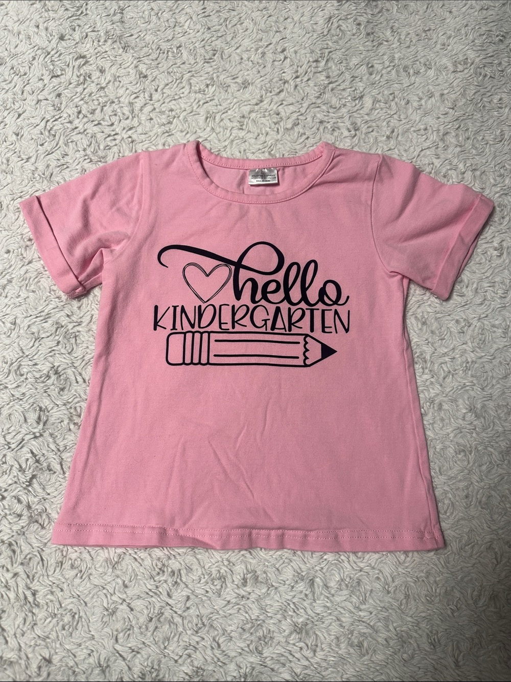 Girls' Pink "Hello Kindergarten" Short Sleeve Graphic Tee